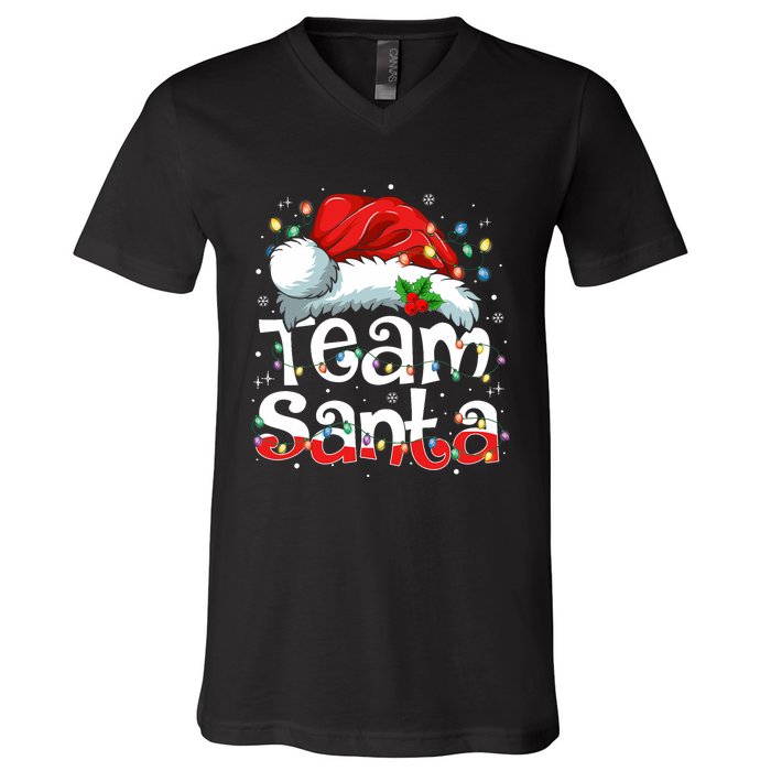 Team Santa Claus Christmas Family Matching Pajama Funny Xmas V-Neck T-Shirt