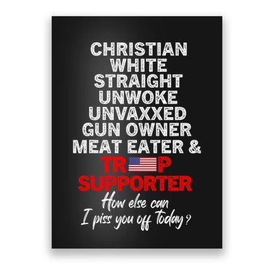 Trump Supporter Christian White Straight Unwoke Unvaxxed Poster