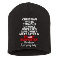 Trump Supporter Christian White Straight Unwoke Unvaxxed Short Acrylic Beanie