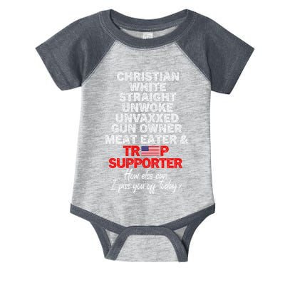 Trump Supporter Christian White Straight Unwoke Unvaxxed Infant Baby Jersey Bodysuit