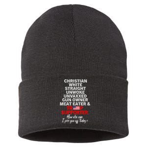 Trump Supporter Christian White Straight Unwoke Unvaxxed Sustainable Knit Beanie