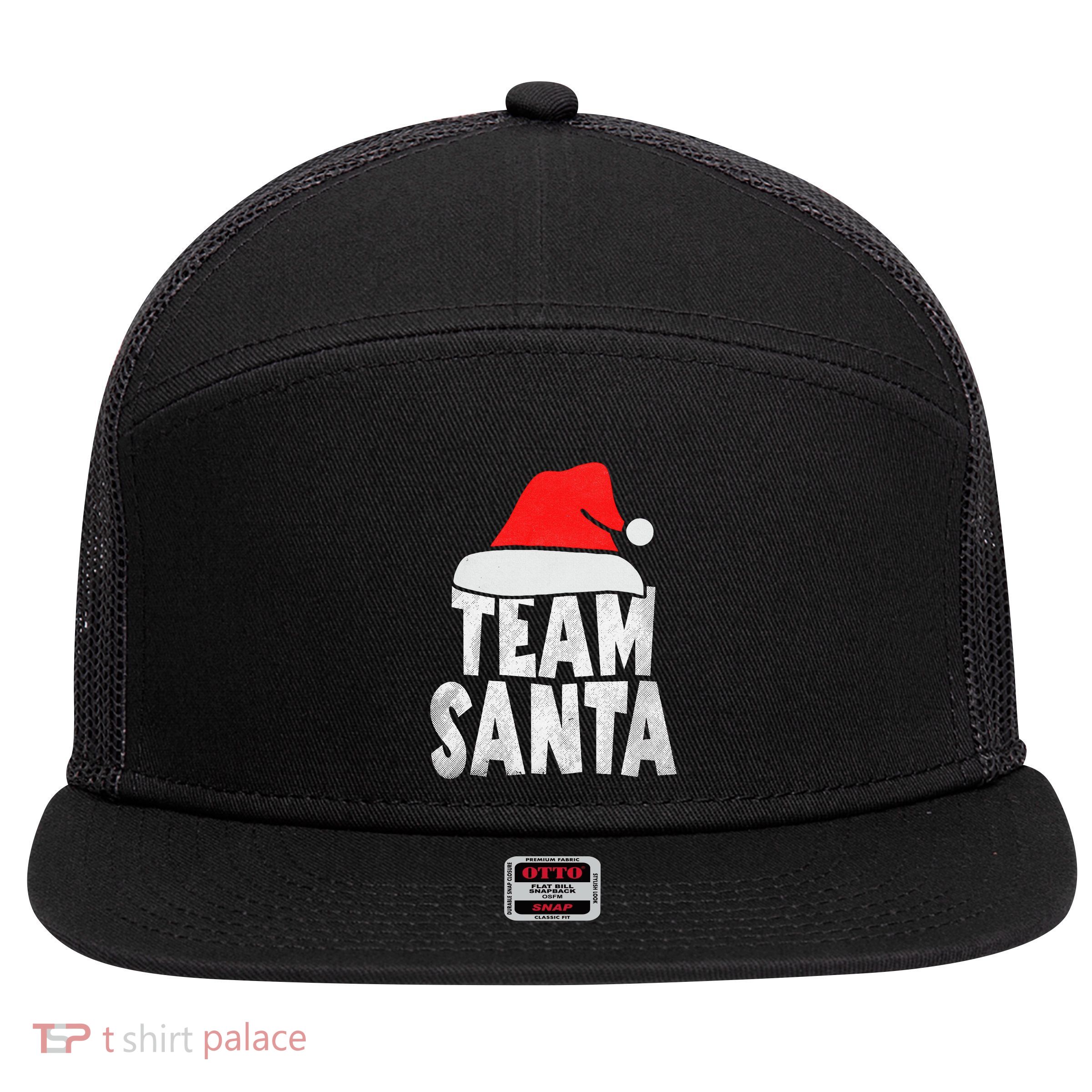 Team Santa Christmas Squad Family Matching Pajamas  7 Panel Mesh Trucker Snapback Hat