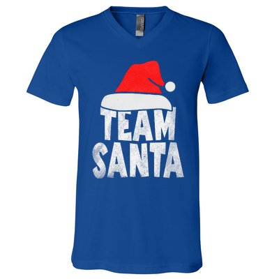 Team Santa Christmas Squad Family Matching Pajamas  V-Neck T-Shirt