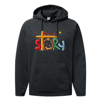 True Story Christmas Nativity Jesus Christian Christmas Premium Performance Fleece Hoodie