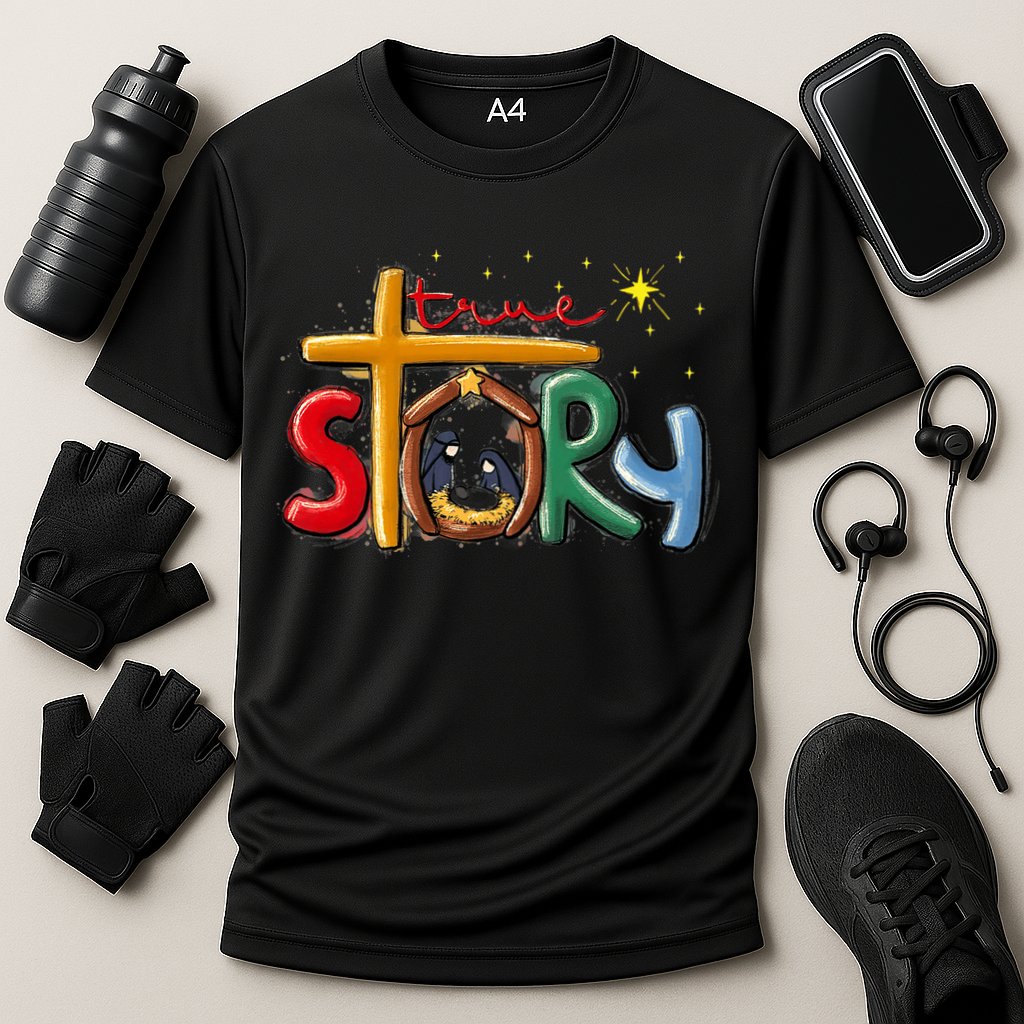 True Story Christmas Nativity Jesus Christian Christmas Premium Cooling Performance Crew T-Shirt