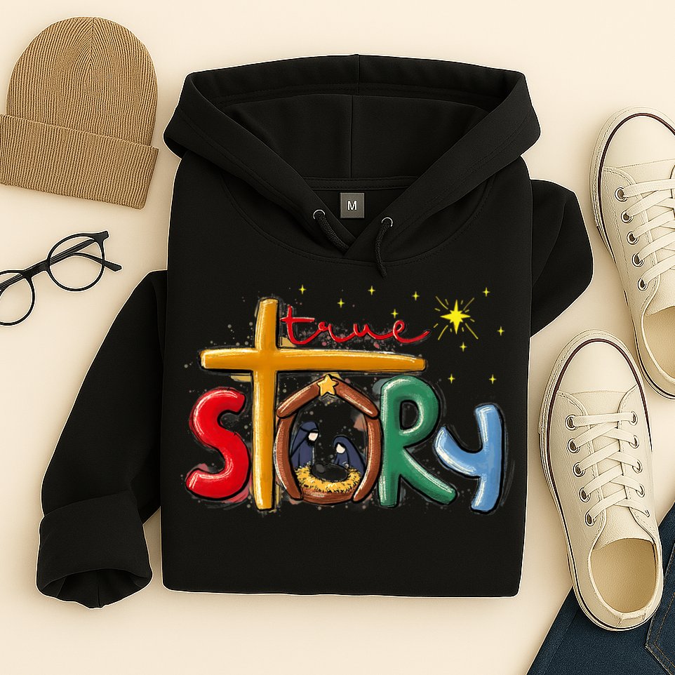 True Story Christmas Nativity Jesus Christian Christmas Premium Hoodie