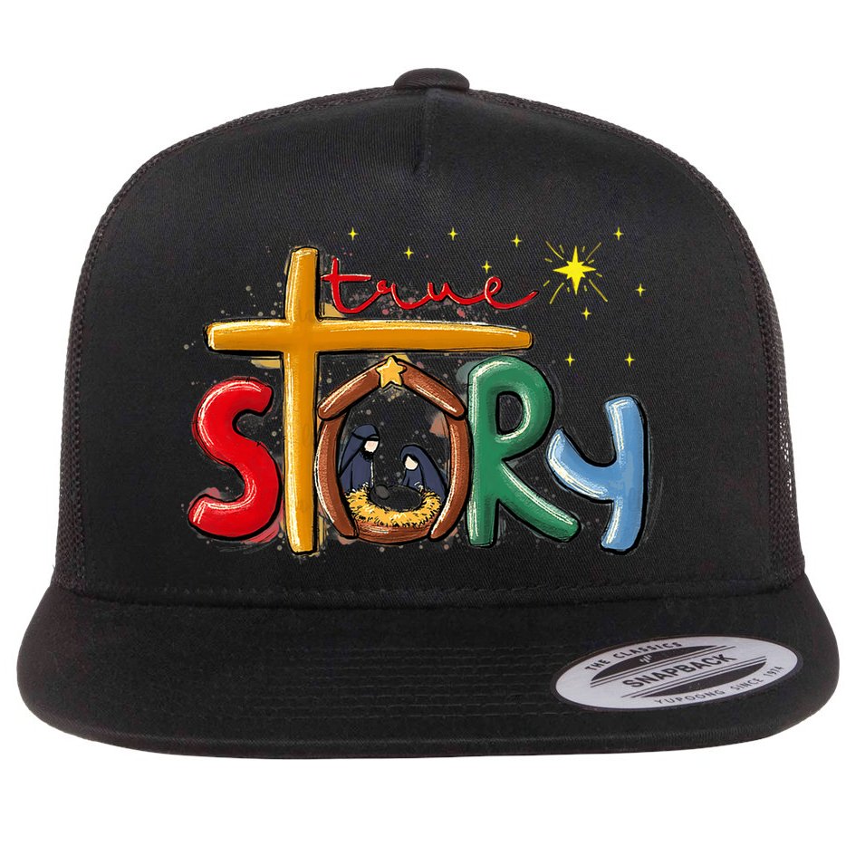 True Story Christmas Nativity Jesus Christian Christmas Premium Flat Bill Trucker Hat