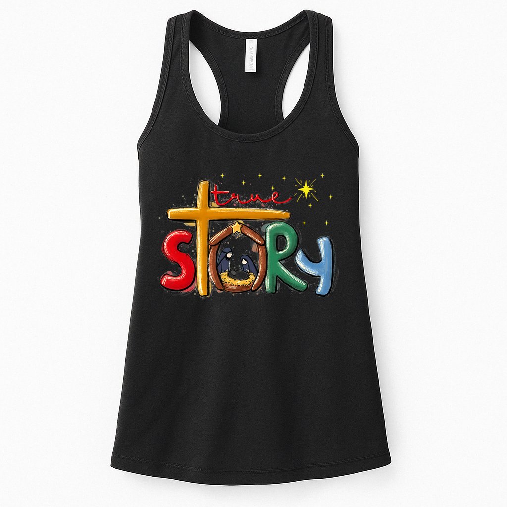 True Story Christmas Nativity Jesus Christian Christmas Premium Womens Tank Top
