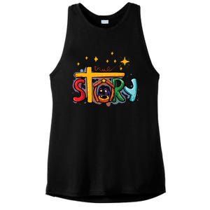 True Story Christmas Nativity Jesus Christian Christmas Ladies PosiCharge Tri-Blend Wicking Tank