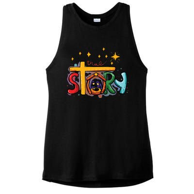 True Story Christmas Nativity Jesus Christian Christmas Ladies PosiCharge Tri-Blend Wicking Tank