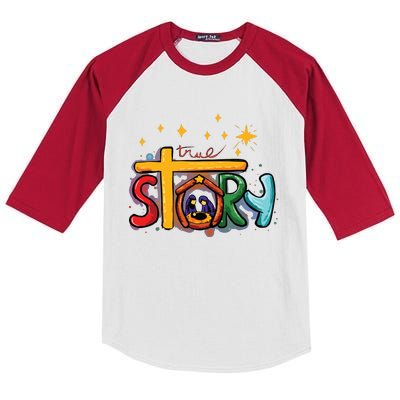 True Story Christmas Nativity Jesus Christian Christmas Kids Colorblock Raglan Jersey