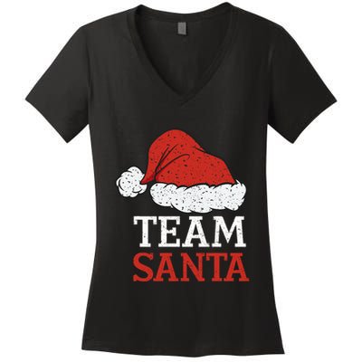 Team Santa Christmas Squad Family Matching Pajamas Women's V-Neck T-Shirt