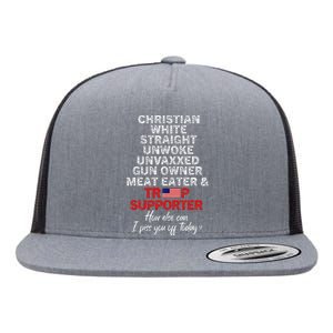 Trump Supporter Christian White Straight Unwoke Unvaxxed Flat Bill Trucker Hat