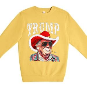 Trump Santa Cowboy Hat Christmas Texas Western Howdy Xmas Premium Crewneck Sweatshirt