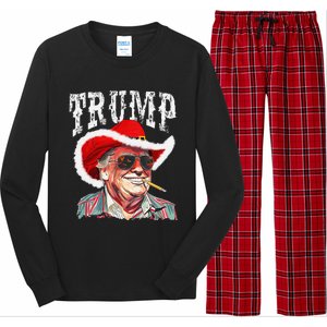 Trump Santa Cowboy Hat Christmas Texas Western Howdy Xmas Long Sleeve Pajama Set