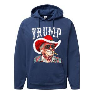 Trump Santa Cowboy Hat Christmas Texas Western Howdy Xmas Performance Fleece Hoodie