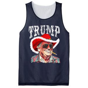 Trump Santa Cowboy Hat Christmas Texas Western Howdy Xmas Mesh Reversible Basketball Jersey Tank