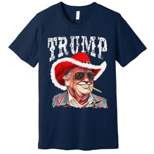 Trump Santa Cowboy Hat Christmas Texas Western Howdy Xmas Premium T-Shirt