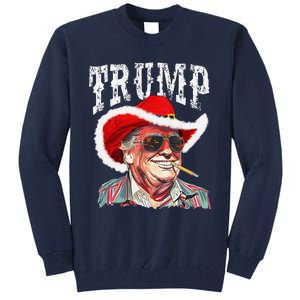 Trump Santa Cowboy Hat Christmas Texas Western Howdy Xmas Tall Sweatshirt