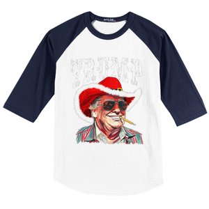 Trump Santa Cowboy Hat Christmas Texas Western Howdy Xmas Baseball Sleeve Shirt