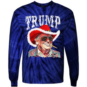 Trump Santa Cowboy Hat Christmas Texas Western Howdy Xmas Tie-Dye Long Sleeve Shirt