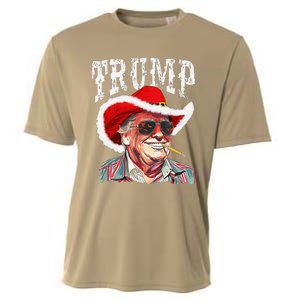 Trump Santa Cowboy Hat Christmas Texas Western Howdy Xmas Cooling Performance Crew T-Shirt