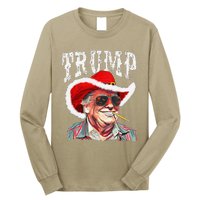 Trump Santa Cowboy Hat Christmas Texas Western Howdy Xmas Long Sleeve Shirt