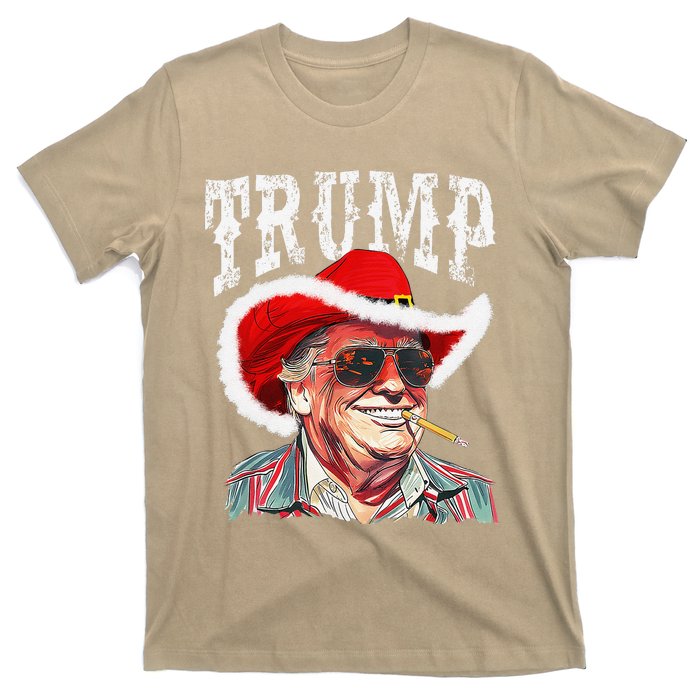 Trump Santa Cowboy Hat Christmas Texas Western Howdy Xmas T-Shirt