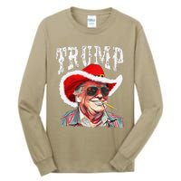 Trump Santa Cowboy Hat Christmas Texas Western Howdy Xmas Tall Long Sleeve T-Shirt