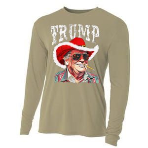 Trump Santa Cowboy Hat Christmas Texas Western Howdy Xmas Cooling Performance Long Sleeve Crew