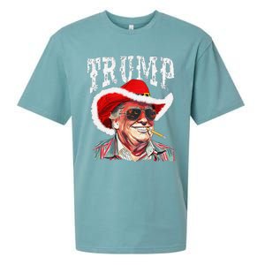 Trump Santa Cowboy Hat Christmas Texas Western Howdy Xmas Sueded Cloud Jersey T-Shirt