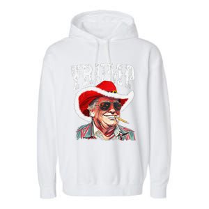 Trump Santa Cowboy Hat Christmas Texas Western Howdy Xmas Garment-Dyed Fleece Hoodie