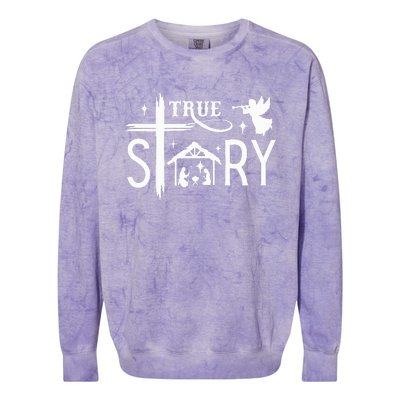 True Story Christmas Nativity Jesus Christian Colorblast Crewneck Sweatshirt