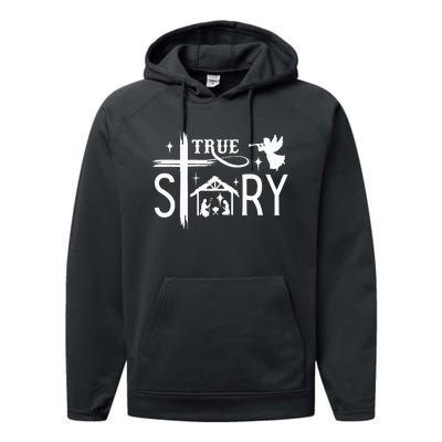 True Story Christmas Nativity Jesus Christian Performance Fleece Hoodie