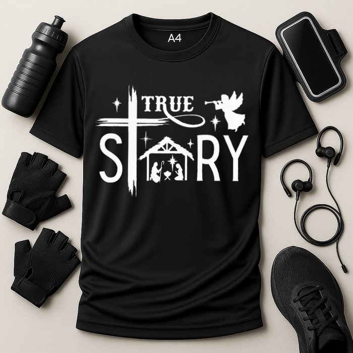 True Story Christmas Nativity Jesus Christian Cooling Performance Crew T-Shirt