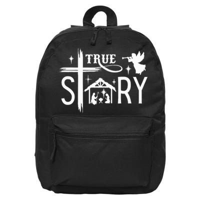 True Story Christmas Nativity Jesus Christian 16 in Basic Backpack