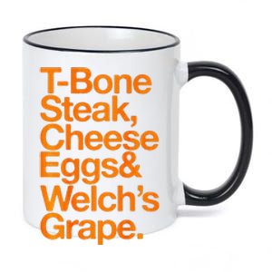 Tbone Steak Cheese Eggs And WelchS Grape 11oz Black Color Changing Mug