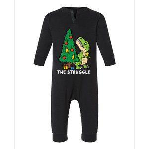 The Struggle Cute Trex Dino Funny Christmas Toddler Boys Gift Infant Fleece One Piece