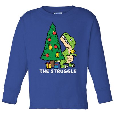 The Struggle Cute Trex Dino Funny Christmas Toddler Boys Gift Toddler Long Sleeve Shirt