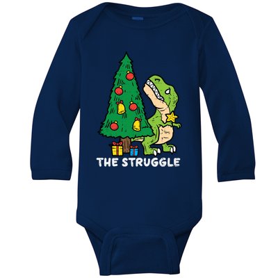 The Struggle Cute Trex Dino Funny Christmas Toddler Boys Gift Baby Long Sleeve Bodysuit