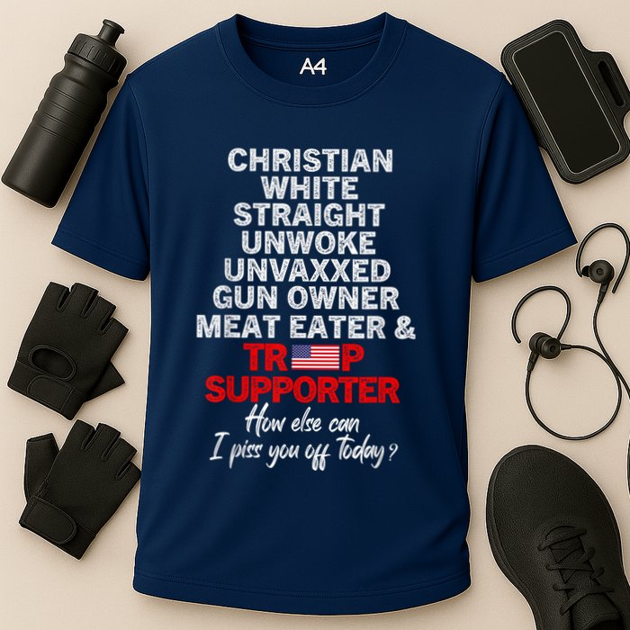 Trump Supporter Christian White Straight Unwoke Unvaxxed Cooling Performance Crew T-Shirt