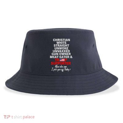 Trump Supporter Christian White Straight Unwoke Unvaxxed Sustainable Bucket Hat