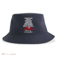 Trump Supporter Christian White Straight Unwoke Unvaxxed Sustainable Bucket Hat