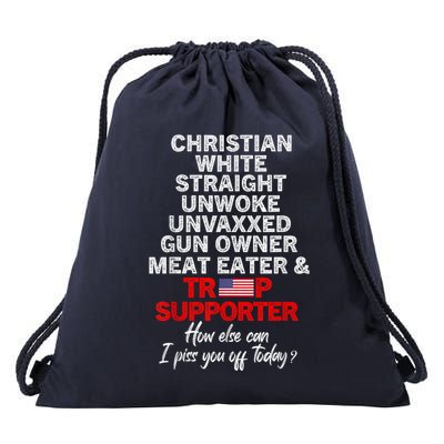 Trump Supporter Christian White Straight Unwoke Unvaxxed Drawstring Bag