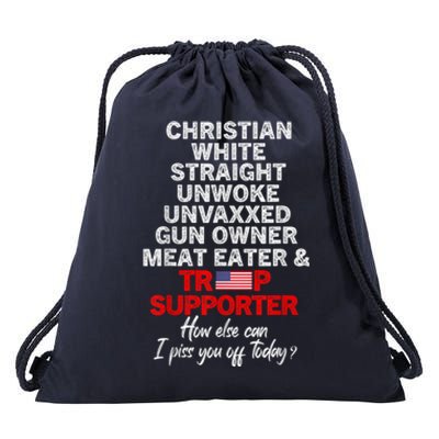 Trump Supporter Christian White Straight Unwoke Unvaxxed Drawstring Bag