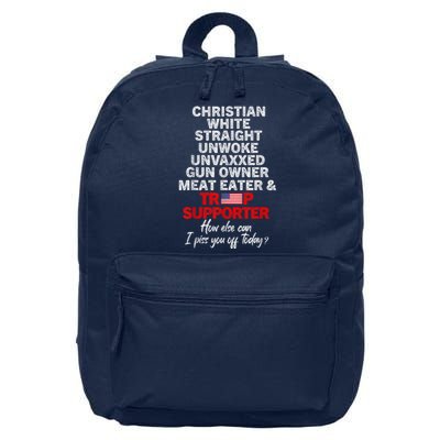 Trump Supporter Christian White Straight Unwoke Unvaxxed 16 in Basic Backpack