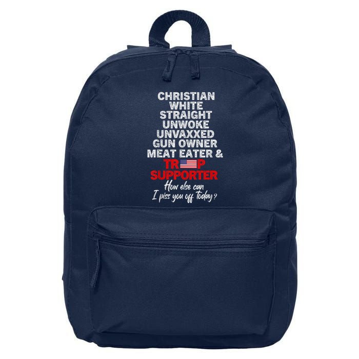 Trump Supporter Christian White Straight Unwoke Unvaxxed 16 in Basic Backpack