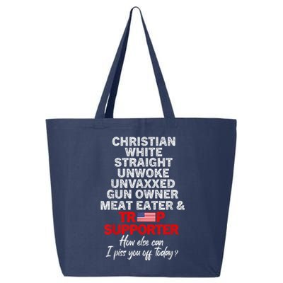 Trump Supporter Christian White Straight Unwoke Unvaxxed 25L Jumbo Tote