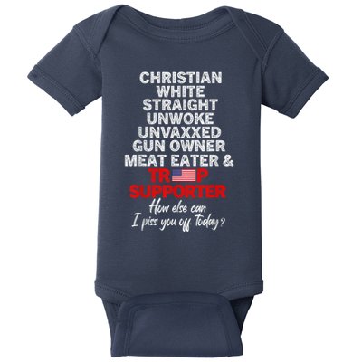 Trump Supporter Christian White Straight Unwoke Unvaxxed Baby Bodysuit