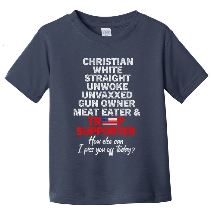 Trump Supporter Christian White Straight Unwoke Unvaxxed Toddler T-Shirt